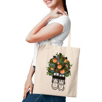Womens Peach Flower On Boots Lovers Gift Tote Bag | Mazezy