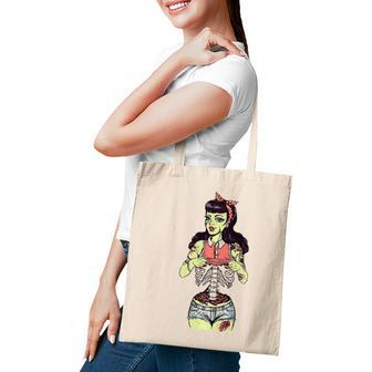 Zombie Pin-Up Girl Halloween Costume Tote Bag | Mazezy
