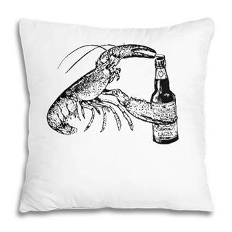 Beer Drinking Lobster Funny Craft Beer Gift Pillow | Mazezy