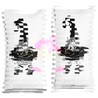 Breast Cancer Witch Hat Pink Ribbon Flower Awareness Month Pillow | Mazezy