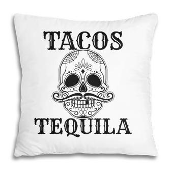 Cinco De Mayo Tacos & Tequila Sugar Skull Pillow | Mazezy