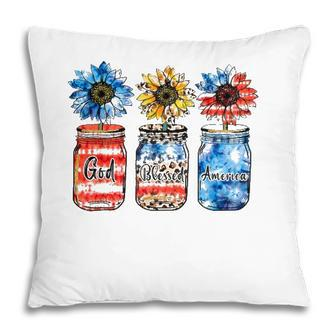 Country Farm Canning Ball Jars Sunflower God Bless America Pillow