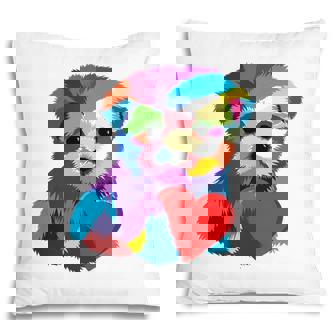 Cute Dog Rescue Gift For Women Men Teens Rainbow Puppy Heart Pillow | Mazezy