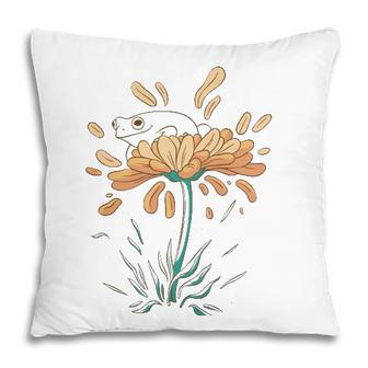 Frog On Flowers Nature Flower Leaves Petals Pillow | Mazezy