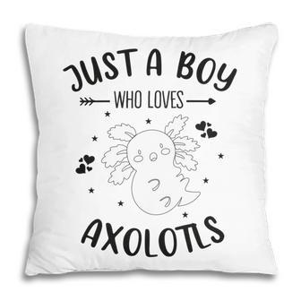 Funny Axolotl Quote Mexican Walking Fish Just A Boy Who Loves Axolotls Pillow | Favorety