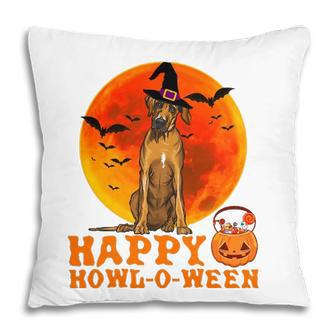 Funny Rhodesian Ridgeback Dog Halloween Happy Howl-O-Ween Pillow | Mazezy