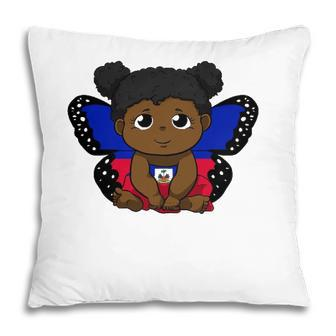 Haiti Haitian Love Flag Princess Girl Kid Wings Butterfly Pillow