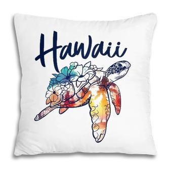 Hawaii Sea Turtle Hawaiian Floral Matching Family Vacation Pillow | Mazezy