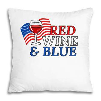 Red Wine & Blue Us Flag 4Th Of July Pillow | Mazezy