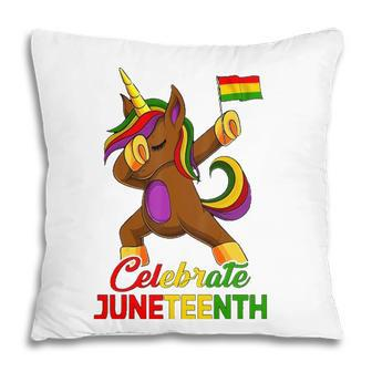 Unicorn Dabbing Juneteenth Celebrate Black Women Girls Kids Pillow | Mazezy