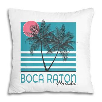 Womens Boca Raton Florida Souvenirs Fl Palm Tree Vintage Pillow | Mazezy