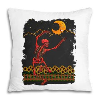 Womens Skeleton Macabre Dancing Red Graphic Goth Halloween Pillow | Mazezy