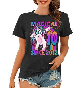 10 Year Old Unicorn Dabbing 10Th Birthday Girl Unicorn Party V2 Women T-shirt - Seseable