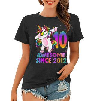 10 Year Old Unicorn Dabbing 10Th Birthday Girl Unicorn Party V3 Women T-shirt - Seseable