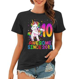 10 Year Old Unicorn Flossing 10Th Birthday Girl Unicorn Women T-shirt - Seseable