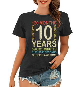 10Th Birthday 10 Years Old Vintage Retro 120 Months Boy Girl Women T-shirt - Seseable