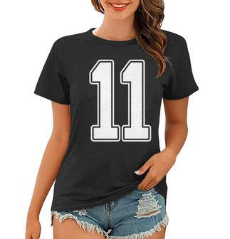 11 White Outline Number 11 Sports Fan Jersey Style Women T-shirt - Thegiftio UK