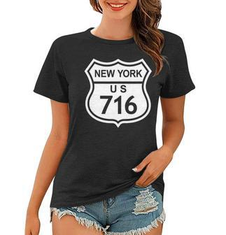 716 New York Area Code Ny Highway Home State Gift Women T-shirt | Mazezy