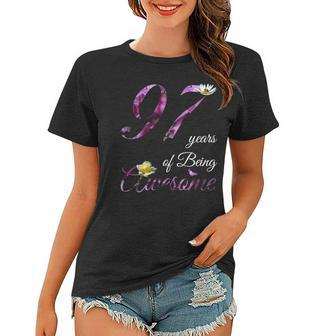 97 Years Old Awesome Floral 1925 97Th Birthday Gift Women T-shirt | Mazezy