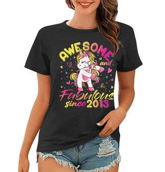 9Th Birthday 9 Year Old Girl Flossing Unicorn Party V2 Women T-shirt - Seseable