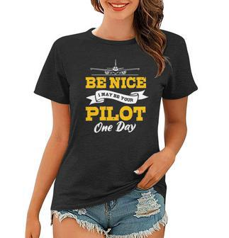 Airplane Pilot Aviator Airman Flying Fly Airwoman Aircraft Women T-shirt | Mazezy