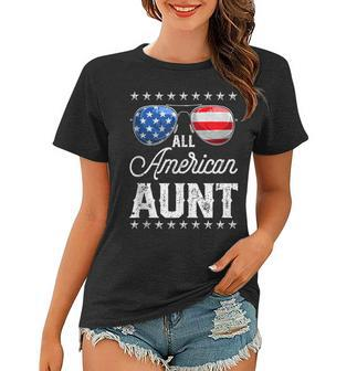 All American Aunt 4Th Of July Family Matching Sunglasses Women T-shirt - Seseable