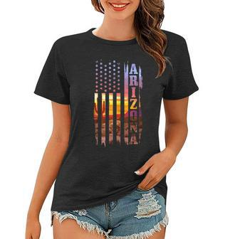 Arizona American Flag Pride Landscape Cactus Patriotic Gift V2 Women T-shirt - Seseable