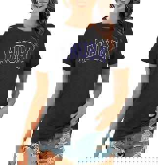 Aruba Varsity Style Navy Blue Text Women T-shirt | Mazezy