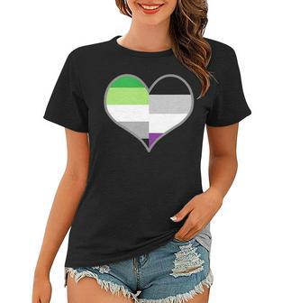 Asexual Aromantic Pride Flag Heart Nonsexual Equality Month Women T-shirt | Mazezy