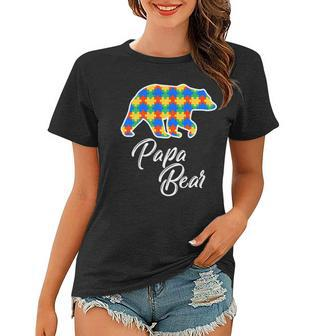 Bear Autism Puzzle Awareness Papa Bear Gifts Women T-shirt | Mazezy