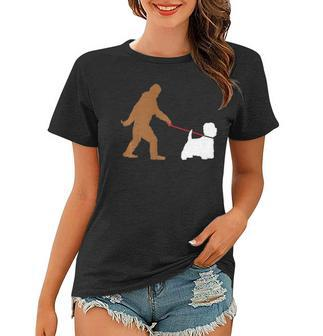 Bigfoot Walking Westie West Highland Terrier Dog Sasquatch Women T-shirt | Mazezy