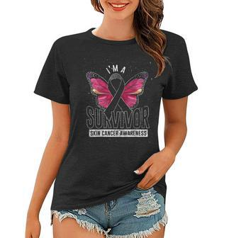 Cancer Survivor Butterfly Melanoma Awareness Skin Cancer Women T-shirt - Thegiftio UK