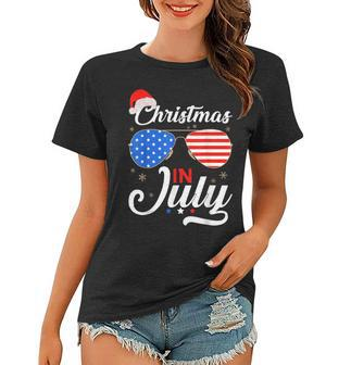 Christmas In July Funny 4Th Of July Beach Summer Christmas Women T-shirt - Seseable