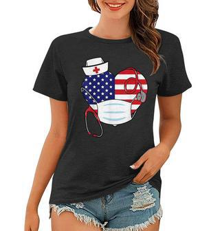 Christmas Nurse America Heart 4Th Of July Of Nurse Fun Women T-shirt - Seseable