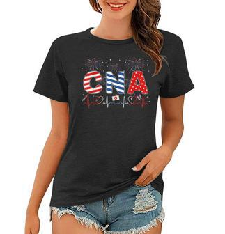 Cna 4Th Of July American Flag Patriotic Usa Stethoscope Women T-shirt - Seseable