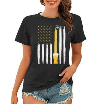 Crafts Beer American Flag Usa 4Th July Brewery Alcohol Lover Women T-shirt - Seseable