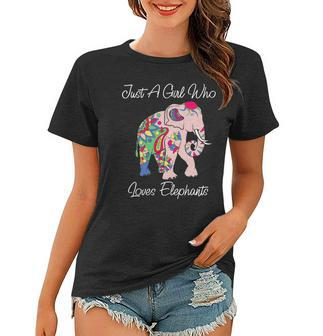 Cute Elephant Floral Themed Novelty Gift For Animal Lovers Women T-shirt | Mazezy