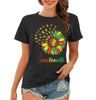 Cute Juneteenth Fist Sunflower Black African American Women T-shirt - Thegiftio UK