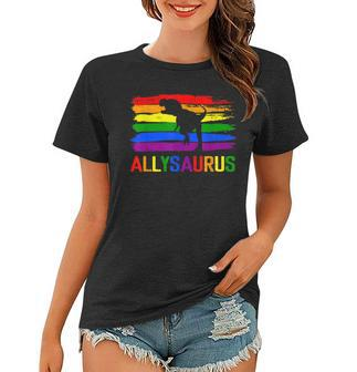 Dinosaur Lgbt Gay Pride Flag Allysaurus Ally T Rex Men Boys Women T-shirt - Seseable