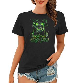 Dont Just Go Away Mad Take This With You Skull Middle Finger Women T-shirt | Mazezy