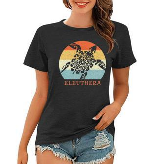 Eleuthera Bahamas Vintage Retro Tribal Sea Turtle Vacation Women T-shirt | Mazezy