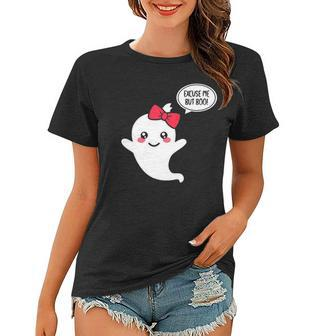 Excuse Me But Boo Funny Cute Ghost Halloween Boo Women T-shirt | Mazezy