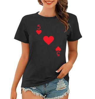Five Of Hearts Costume Halloween Deck Of Cards Women T-shirt - Thegiftio UK
