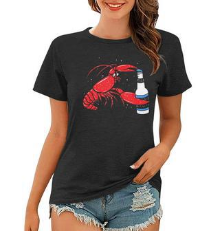 Funny Cajun Crawfish Boil Lobster Drinking Beer Women T-shirt | Mazezy