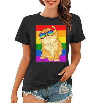 Funny Cat Lgbt Gay Rainbow Pride Flag Boys Men Girls Women Women T-shirt | Mazezy