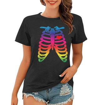 Gay Rainbow Pride Lgbt Halloween Skeleton Design Women T-shirt | Mazezy UK