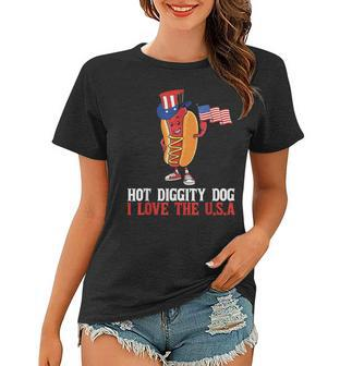 Hot Diggity Dog I Love The Usa - Happy 4Th Of July Hotdog Women T-shirt - Seseable