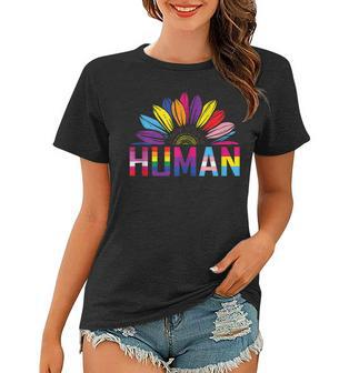 Human Lgbtq Month Pride Sunflower Women T-shirt | Mazezy