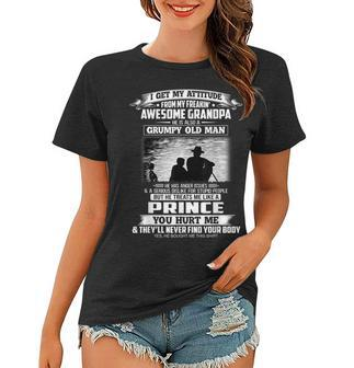 I Get My Attitude From My Freakin Awesome Grandpa Grandkids V2 Women T-shirt - Seseable