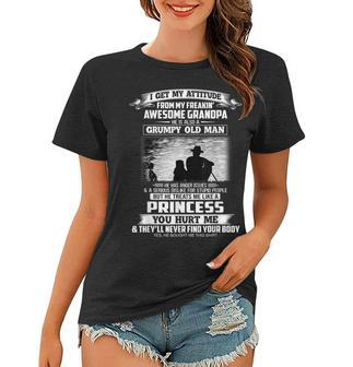 I Get My Attitude From My Freakin Awesome Grandpa Grandkids Women T-shirt - Seseable